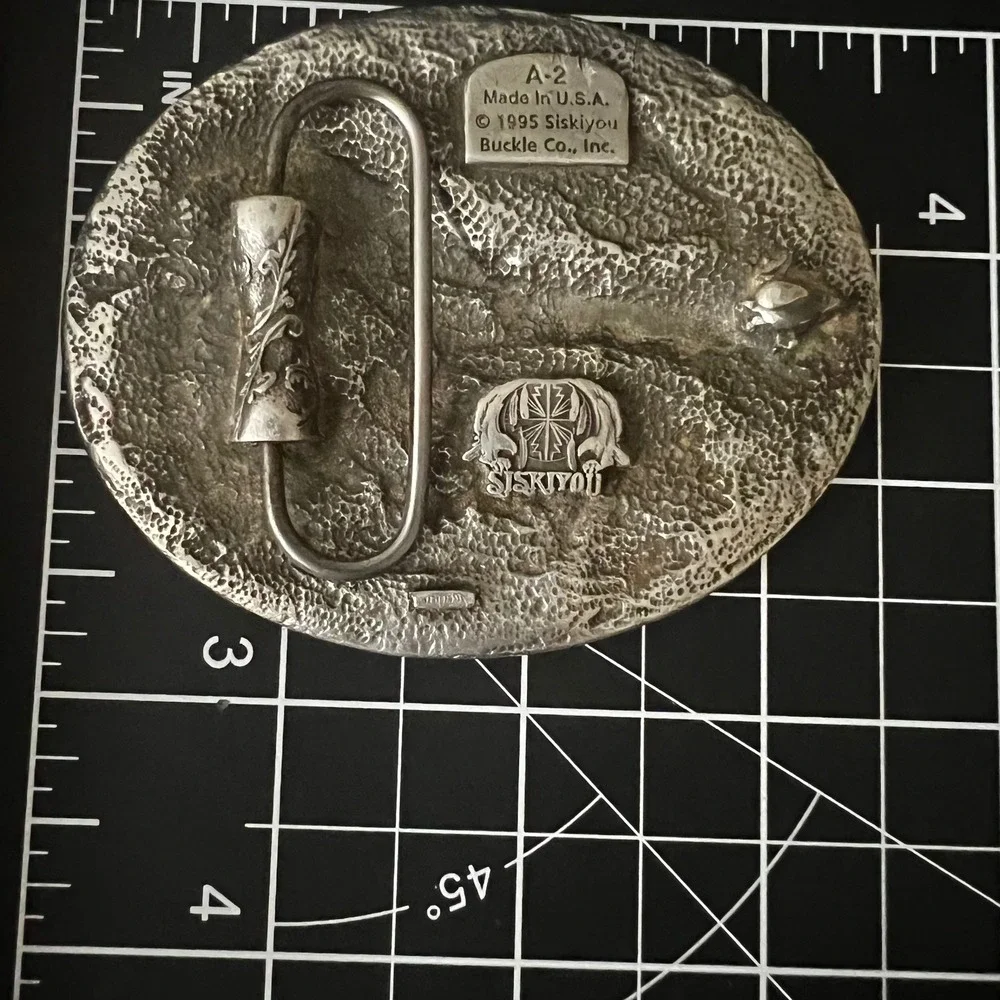 Siskiyou 1995 Flying Eagle Pewter Belt‎ Buckle A-2 Made in USA Large Western